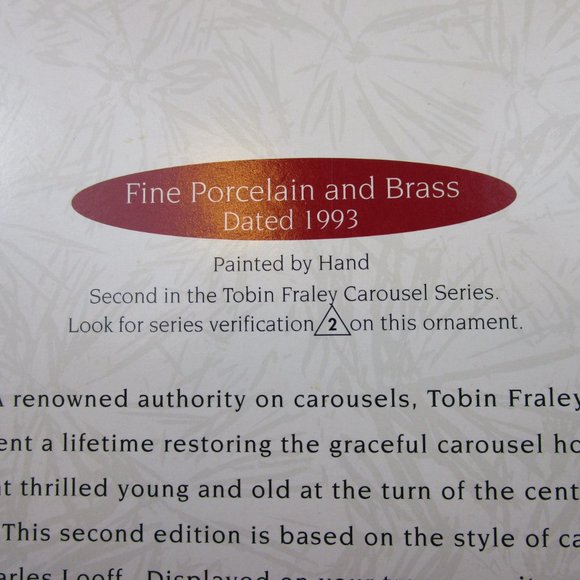 Hallmark 1993 Christmas Ornament Tobin Farley Carousel 2nd in Series with Stand - Picture 12 of 14
